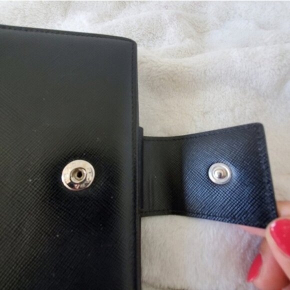 PRADA Black Leather Agenda Planner PM Size silver rings - Picture 6 of 11